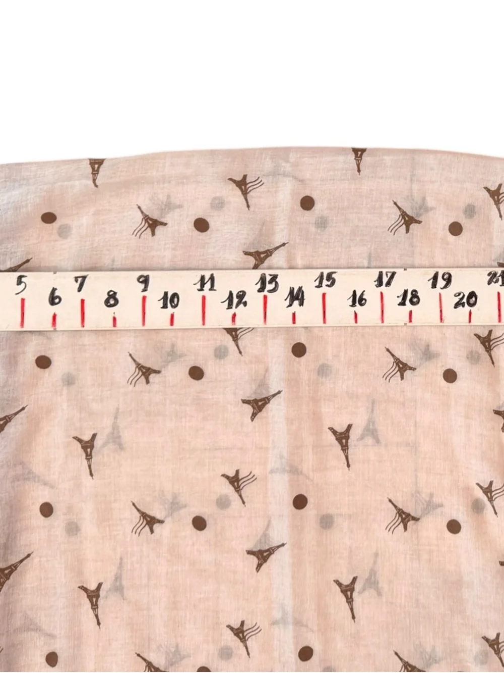 Light Cream Eiffel Tower Dot Scarf - Unbranded